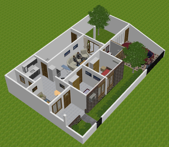  Desain  Rumah  Minimalis  Sederhana  1 Lantai 2  Kamar  Tidur 